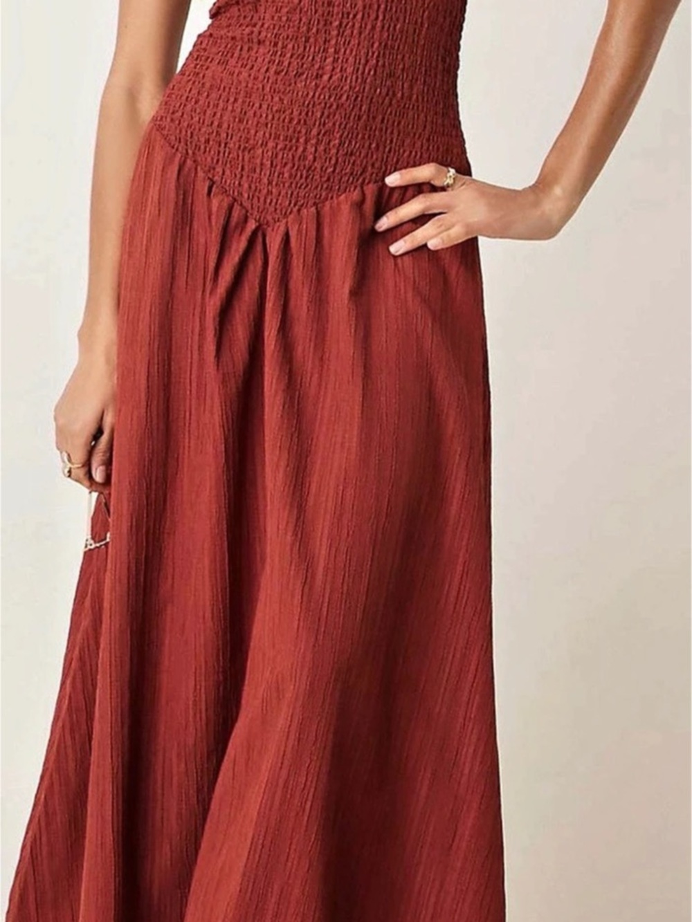 ASOS DESIGN crinkle bandeau maxi dress in burgundy